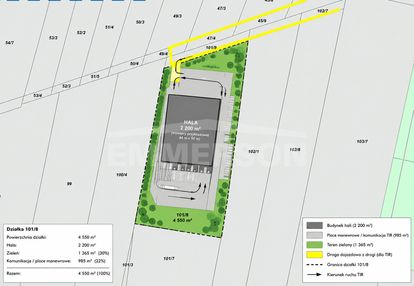 Komercyjna działka 4500 m², media, plan, utwardz.