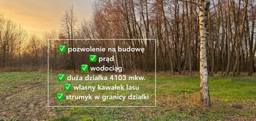 Pozwolenie na budowę+prąd+wodociąg / strumyk i las