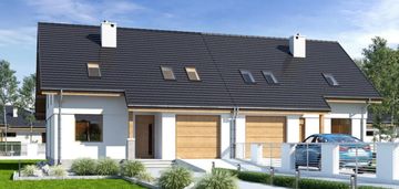 Nowy dom w zabudowie bliźniaczej z garażem i widokiem na łomżę i narew