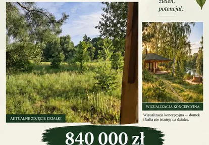 Działka z linią brzegową blisko Warszawy 1h S7