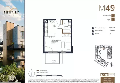 Mieszkanie na sprzedaż 1 pokoje 32m2