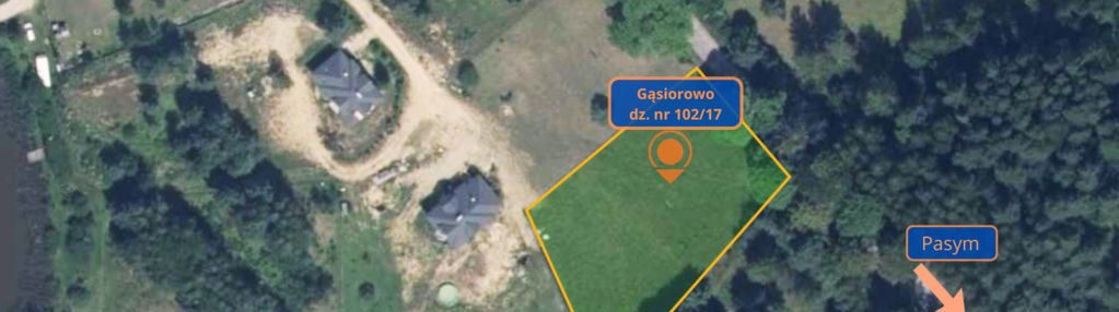 Działka budowlana, dwa jeziora, mpzp - gąsiorowo