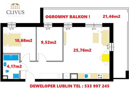 Idealne z balkonem 25 m2 ! okazja ! bez prowizji !