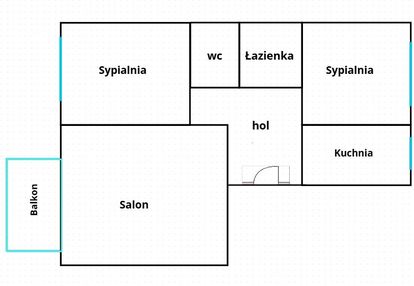 Trzy niezależne pokoje z osobną kuchnią