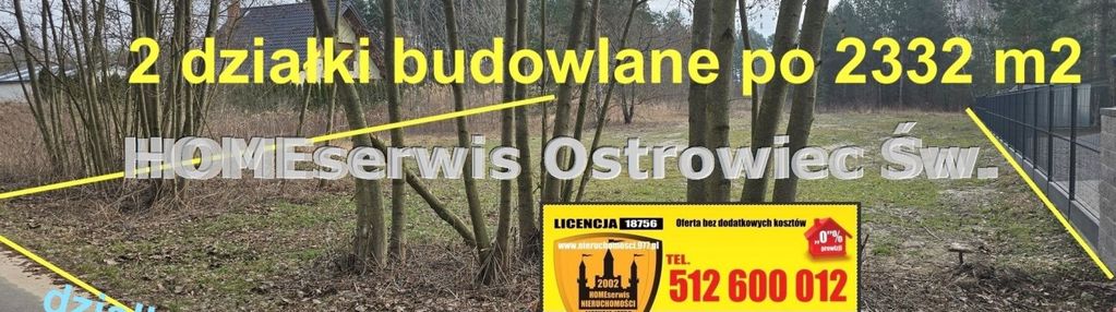 2 atrakcyjne działki budowlane x 2332 m2 wymysłów