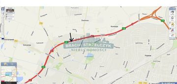 Długa działka prostopadła do  trasy a2