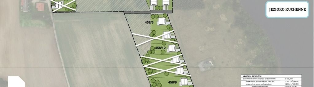 Działki z dostępem jeziora kuchennego, wydane wz