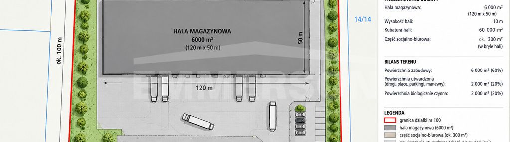 Działka usługowa 10 000 m², asfalt, media, plan
