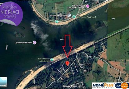 Domek z basenem za wałem bugu przy plaży arciechów