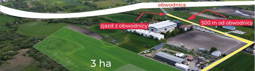 Działka inwestycyjna 3 ha  550 m do obwodnicy