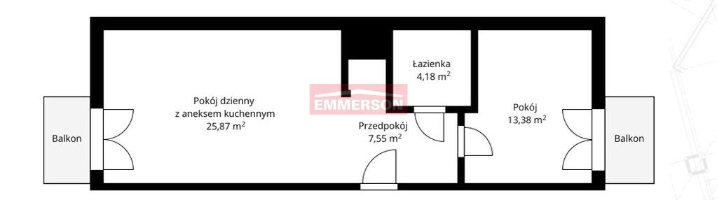 Przestronne 2 pokoje, 2 balkony