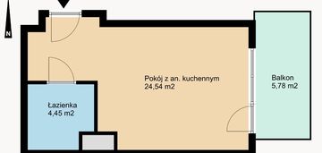 Kawalerka z balkonem w zielonej okolicy.