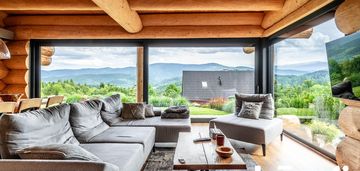 Luksusowy dom z bali|jacuzzi|widok|góry