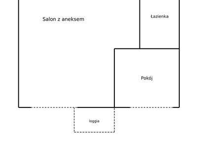 Salon z aneksem i sypialnia, jest kw