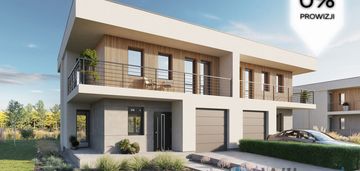 Bliźniak z podjazdem, garażem i narożnym ogrodem