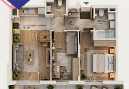 ✅salon 19,45m2 balkon 17,11  ✅bez prowizji gotowe
