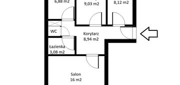 53m2 / mokotów / trzy pokoje