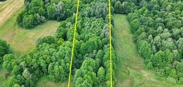 Działka zalesiona- przy drodze asfaltowej