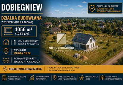 Działka budowlana w pobliżu jeziora osiek 1056 mkw