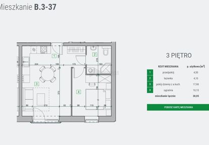 Mieszkanie 2-pokojowe o powierzchni 38,05 m2
