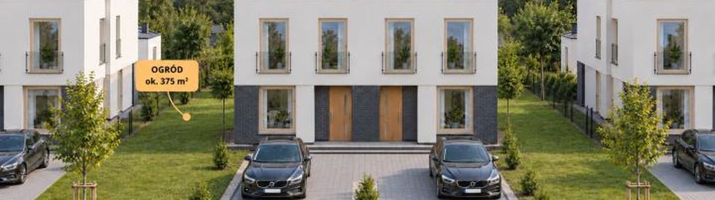 Nowoczesny bliźniak | działka 375 m² | tłoki