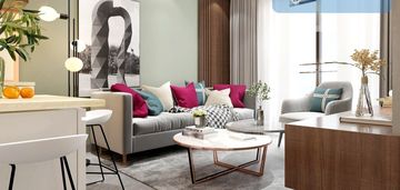 Nowy blok, balkon, garaż niska zabudowa, zielono