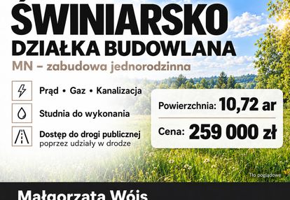 Działka budowlana świniarsko - 10,82 ar