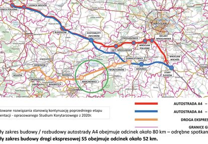 Działka przy trasie wrocław- świdnica cena 55zł/m2