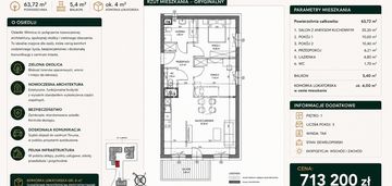 Osiedle winnica | 3 pokoje | 63,72 m² | balkon