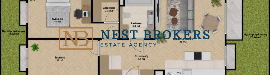 Wykończone pod klucz mieszkanie z ogrodem