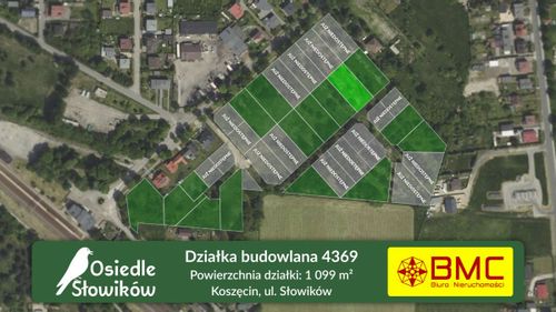 Działka budowlana koszęcin ul. słowików 1099m2