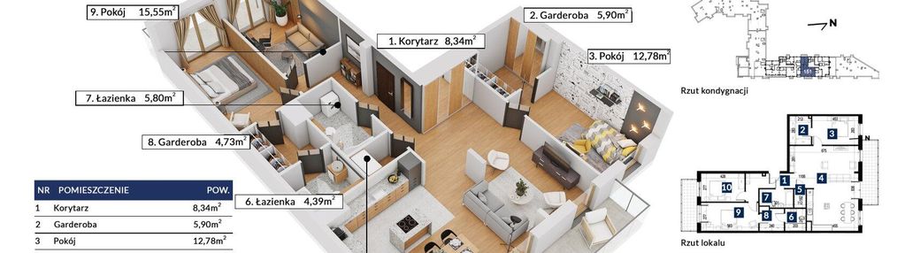 Duży apartament z dwoma balkonami m-151