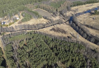 Działka budowlana nad rzeką: linia brzegowa las wz