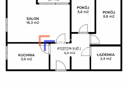 47 m2, ul. łojewska, do gen remontu, 3 pok, balkon