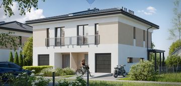 Nowoczesny dom bliźniak 2_2b w łazach bez pcc