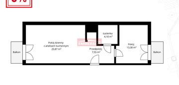 Przestronne 2 pokoje, 2 balkony