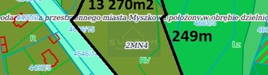 Duża działka myszków, z możliwością podziału.