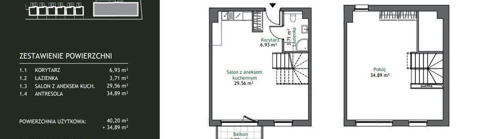 Dwupoziomowe mieszkanie | balkon + taras