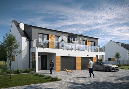 Nowoczesny dom z garażem w zabudowie bliźniaczej