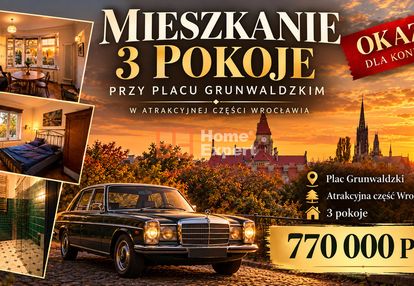 Luksusowe mieszkanie 3pokoje okolice plac grunwladzki wrocław