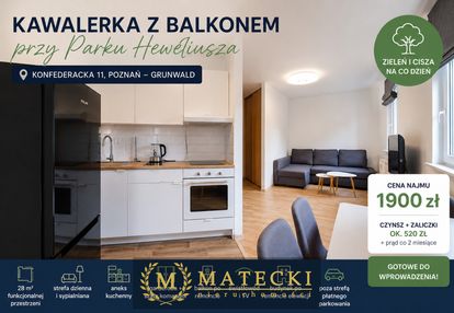 Kawalerka z balkonem przy parku heweliusza