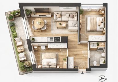 Promocja  narożne 3 pokoje koszutka balkon 12 m