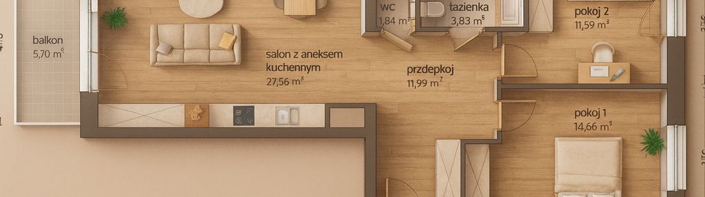 Brynów 3 pokoje odbiór marzec salon 28m