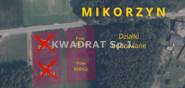 Działki budowlane o pow. ok 0,0900ha - mikorzyn