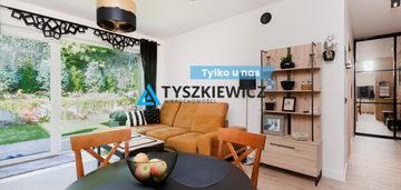 Piękny ogród z mieszkaniem 3-pok. nowe budownictwo