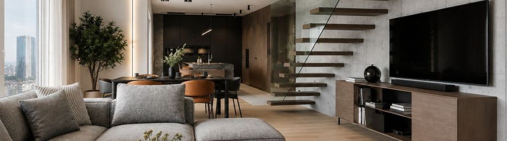 Penthouse w sercu katowic|dwa poziomy nad miastem