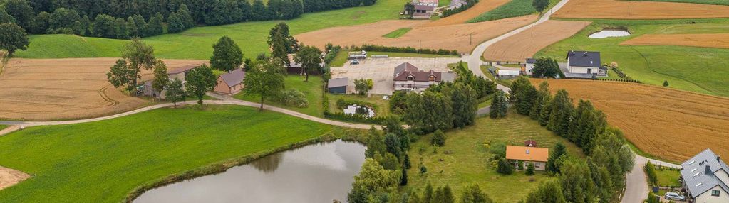 Działka z widokiem na staw, las i pola