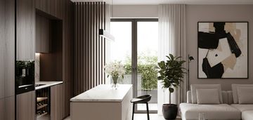 43 m² w centrum— nowoczesny układ + ogród na dachu