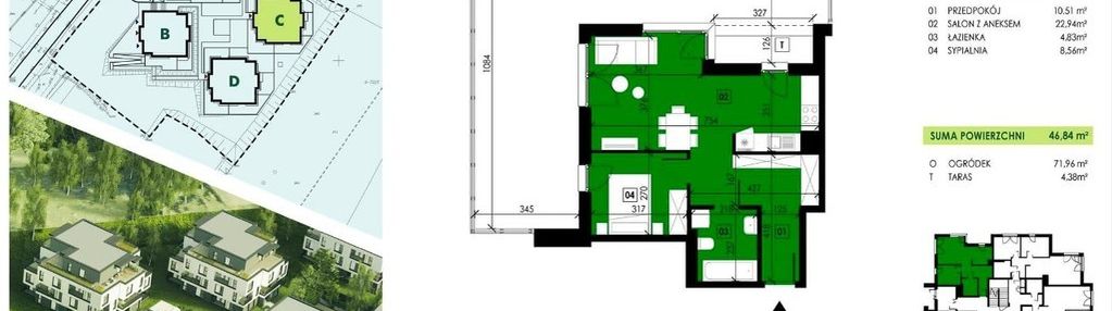 Ul. dębicka 2 pokoje 46,84 m2 + ogród 72m2 !