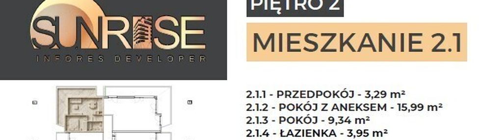 Sunrise park | mieszkanie nr 2.1 | 2 pokoje 32,56 m2 + balkon |